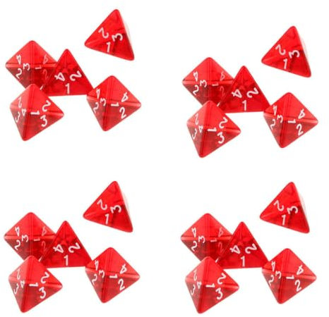 Yourandoll 20 STÜCKE Polyedrische Würfel D4 Würfel 20mm Acryl Dice Spielwürfel for DND RPG Dungeons & Dragons Tischspiele (Rot)