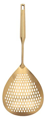 Skimmer Slotted Spoon, Stainless Steel Skimmer Ladle Frying Spoon Spider Strainer Oil Strainer Cooking Spoon Cooking Colander Spoon for Kitchen Frying Food Pasta Spaghetti & Noodles(Gold)