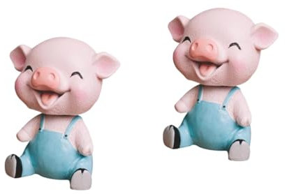 Toyvian 2stücke Wackelkopf Schwein Dekoration Für Auto Büro Und Zuhause Kreatives Piggy Design Blau Für Tierliebhaber Und Fahrer