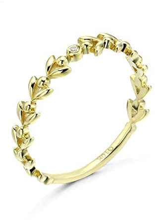 Beydodo Frauen Ringe Gold 585, Trauringe Blätter mit Moissanit Hochzeit Ring Damen Nickelfrei Gr.58 (18.5)