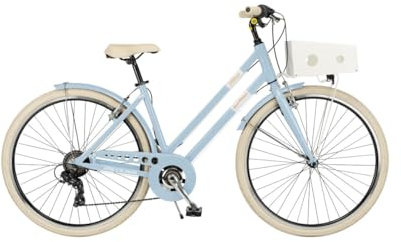 Via Veneto Bazam - Damenfahrrad Milano Lady 28 Zoll, 6-Gang-Schaltung, Größe 46, hellblau Pariolino, Retro Vintage Aluminium Citybike | VV699ML