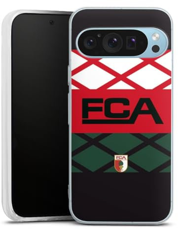 Silikon Hülle kompatibel mit Google Pixel 9 Case transparent Handyhülle FC Augsburg FCA Logo