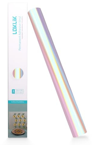 LOKLIK Rolle aus Vinyl, permanent, selbstklebend, Stoff, Kleidung, 1 Stück, 30,5 x 180 cm – perfekt für Scrapbooking - Personalisierung von Tassen, Glas und DIY-Projekten (Rosa Holografisch)