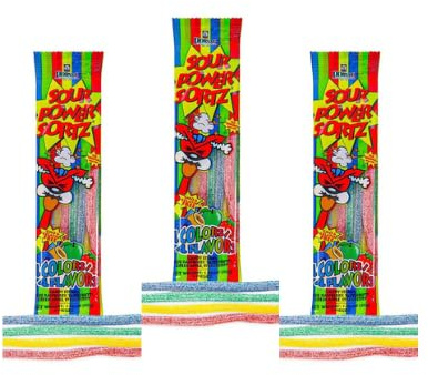 Dorval Sour Power Sortz 4 Flavours 50g (1.75oz) (Pack of 3) | Dorval | Sour | Sour Power Sortz | 4 Flavours | Blue Raspberry | Tutti Frutti | Green Apple | Strawberry | Pack of 3