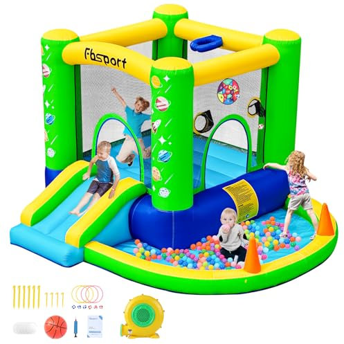 castillo hinchable para niños castillo hinchable acuatico de agua con Ventilador tobogán seco y de Agua, Adecuado para niños, Castillo Children's Bouncy para Uso Interior o Exterior 285 x 254 x 165 cm