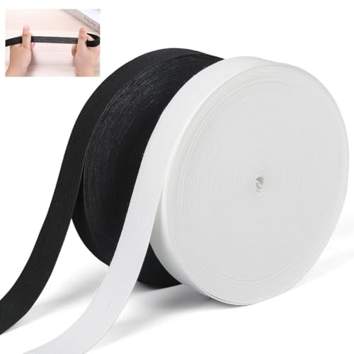 2 Piezas Goma Elastica Costura, 10 m X 1.5 cm Cinta Elastica Costura, Negro + Blanco Elástica de Costura Elásticos para Coser para Sastrería, Costura, Alteraciones, Customización y Manualidades DIY