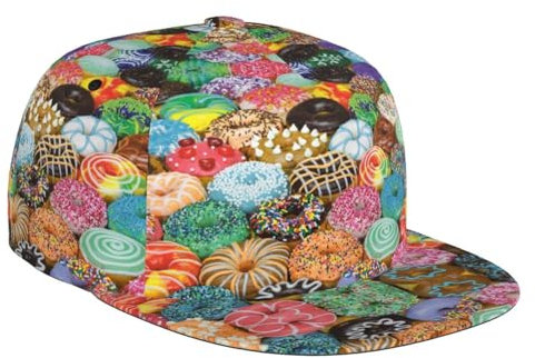 Donuts Verstellbare Snapback Hat Cap, Unisex Hip Hop Baseballkappe mit klassischer Rockkrempe Trucker Schwarz, Einheitsgröße, Schwarz , Einheitsgröße