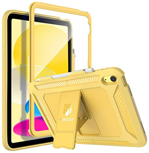 TiMOVO Case for iPad (A16) 11th Generation 11 Inch 2025, iPad 10th Generation Case 2022 with Pencil Holder, Heavy Duty Shockproof Rugged Protective Cover - Light Yellow