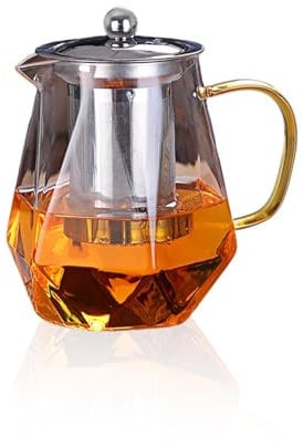 Glass Teapot with Infuser 350ml Tea Pot with Strainer for Loose Leaf Tea Borosilicate Tea Pot Clear Small Teapot for One with Stainless Steel Lid and Removable Infuser Perfect for Tea and Coffee