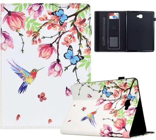 Mldjomid Coque pour Samsung Galaxy Tab A 10.1 2016 (SM-T580/T585) Tablette Housse de Protection,Cuir PU Étui Case pour Samsung Galaxy Tab A 10.1 2016, Smart Tablette Cover Case, Fleurs Oiseaux