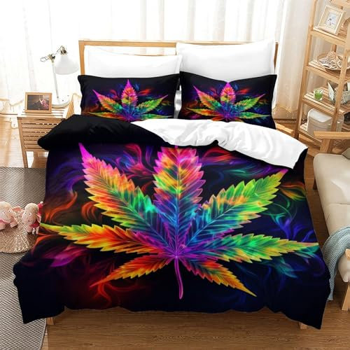 GZCVBDYUY Kartele Blatt Bettbezug Bettwäsche Kinderbettwäsche Reißverschluss Mit Kissenbezügen Betten Set Für Jugendliche Kinder Schlafzimmer Single(140x200cm)