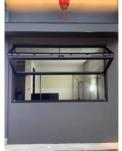 Metal House Window, Coffee Shop Flush Mount Service Window - Up To 80 Degrees - Concession Stand with Tempered Glass, Aluminum Alloy Sliding Windows for Outdoor Kitchen, Shed Bar(110x60 cm)
