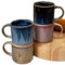 Set of 4 Stacking Mugs 300ml Dark Colourful Mix Reactive Glaze Coffee Tea Cups