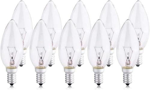 10 Pack Dimmable Light Bulb E14, Candle Bulbs Small Screw 60W, Clear Edison Screw Bulb SES E14, 230V