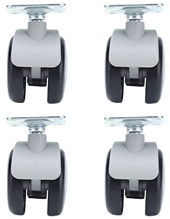4Pcs Rubber Brake Caster Wheels with 4 Hole Top Plate - Smooth Swivel Chair Furniture Accessories for Utility Vehicles, BBQ Grills & Shelves