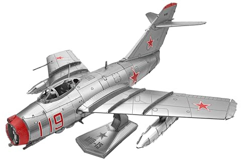 Metal Earth 3D Metallbausatz Jagd Flugzeug MIG-15 ab 14 Jahre | Präzise lasergeschnittene Metallteile zum Zusammenstecken ohne Klebstoff. Detailreiche Modelle mit bebilderter Bauanleitung