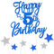 Royal Blue Happy 5th Birthday Cake Toppers for Cake,Personalised Cake Toppers for Boy Men Girl Women Decorations,Glitter Cupcake Topper Cake Topper Kit 5th Birthday Party Cake Decoration Supplies