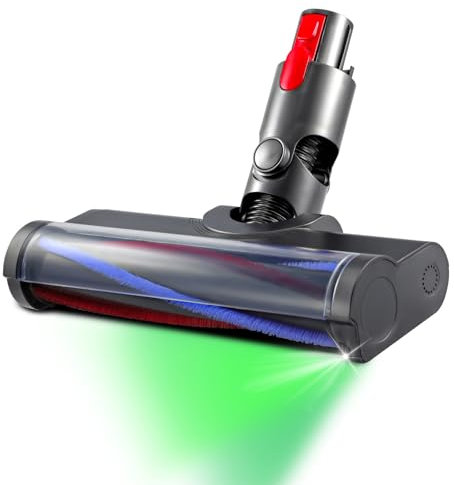 Quick-Release Motorhead Cleaner Replacement for Dyson V7 V8 V10 V11 V12 V15 with Green LED Dust Detection Lights, Direct Drive Head for Hardwood Floor, Carpets and Tile Floor with Anti-Tangle Roller