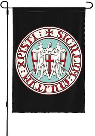 Bandera de jardín impresa de doble cara para exteriores, 30 x 45 cm, tres templarios, guerrero, cruzado, vikingo, decoración del hogar, patio, césped, banderas colgantes