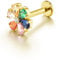 PiercingJak 16G Titan Helix Piercings Gold bunte Zirkonia Blume Innengewinde Lippenpiercing Labret Medusa Monroe Ohr Klein Tragus Stud Piercing Stäbe Stecker 8mm