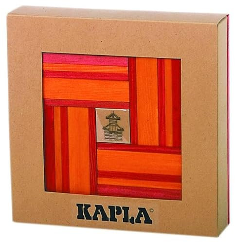 spielgezeug KAPLA Holzbausteine Set, 40 Stück in Rot/Orange, mit Bastelbuch