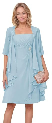 HUINI Chiffon Mutter der Braut Kleid mit Ärmel 2025 Formales 2-Teiler Abendkleid mit Jacke