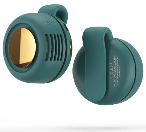 IGRARK Silent Mini Bladeless Fan Portable Small Waist Clip on Fan Green | Rechargeable Neck Wearable Fan for Clothes Hat Body, Hands-Free Cooling Fans for Outdoor Travel Office Shirt,Summer Gift