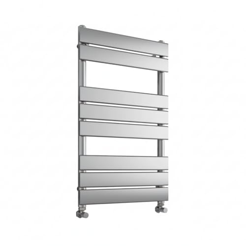 Greened House Richmond Heated Towel Rail Chrome 400mm W x 800mm H | Flat Panel, Bathroom Towel Radiator, Central Heating, Wall Mounted