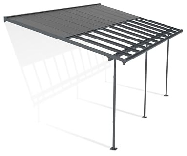 Canopia by Palram Sierra Cabrio Terrassenüberdachung 295x619cm – Grauer Aluminiumrahmen, Verstellbares Schiebe-Dachsystem, Doppelstegplatten in Grau Opal, UV-beständig & Wetterfest