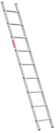 BAULICH - Anlegeleiter - Aluleiter - Leiter 9 Stufen - Professionell, für Haus, Garten, Renovierung und Landwirtschaft, rutschfeste Füße, Geriffelte Sprossen, Leicht 3,4 kg, mit Haken
