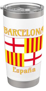 Bandiera Rosso Bianco Giallo Barcellona Spagna Bicchiere termico in acciaio inox doppia parete