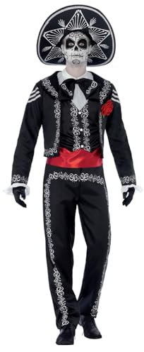 SMIFFYS Costume Sinistro Direttore di Circo, Rosso e Nero, comprende Giacca, Camicia Finta, Maschera e Cilindro Halloween