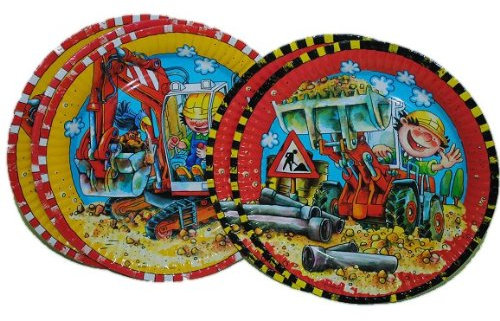 alles-meine.de GmbH 8 TLG. Set Pappteller Baustelle Teller Küche Essen Kindergarten Pappe Schule