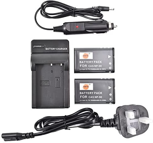 DSTE® 2 x Batterie rechargeable Li-ion NP-90 + dc94u Adaptateur Chargeur de voyage pour Casio Exilim EX-H10 EX-H15 EX-H20G EX-FH100 ex-fh100bk digatal Appareil photo
