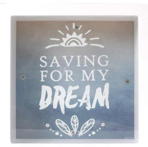 Splosh Saving For My Dream Fund Money Box For Adults. This Money Saving Box Can Be Used As Living Room And Bedroom Decor. Tips Box And A Cash Box To Keep Track Of Savings.