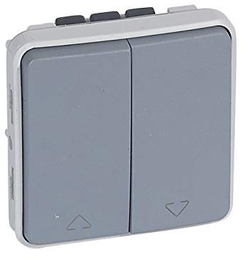 Legrand 069538 Double Interrupteur ou Va et Vient Étanche pour Volets Roulants Plexo Composable IP55, 10A, 250V, Gris