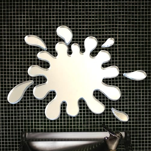 Super Cool Creations Splash Puddle with 6 Splashes Mirror - 45cm x 42cm | Includes 6 splashes, personalisation option, adhesive fixers