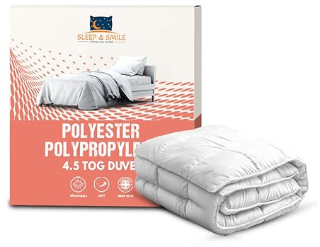 Sleep&Smile 4.5 Tog Super King Polyester Polypropylene Hollowfibre Duvet Quilt Non Allergenic UK Made