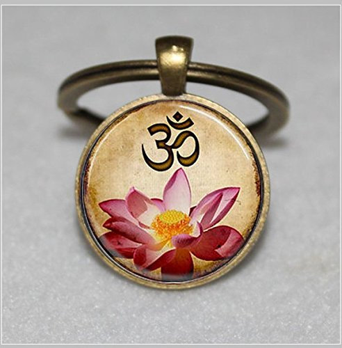 Yoga-Schlüsselanhänger, Om Schlüsselanhänger, rosa Lotusblüte, Blumenkunst-Schlüsselanhänger, einzigartiger Schlüsselanhänger, individuelles Geschenk, alltägliches Geschenk, Schlüsselanhänger