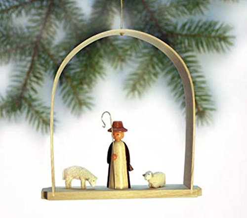 Rudolphs Schatzkiste Baumbehang Schäfer mit Schafen im Bogen bunt Höhe=13cm NEU Christbaumschmuck Weihnachten Baumschmuck Holzschmuck Holz Seiffen Weihnachtsland Erzgebirge Strauchbehang DEK