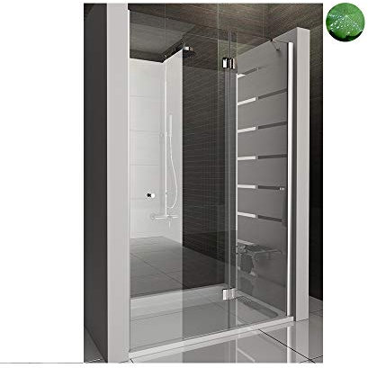 Alpenberger Nischentür mit Wandprofil | Duschkabine Duschabtrennung Duschtür aus Eincheibensicherheitsglas ESG 6 mm mit EasyClean Beschichtung TÜV geprüft (Klarglas, 140 x 195 cm)
