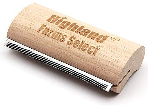 Highland Farms Select Ergonomic Wood Design deShedding Grooming Tool Professional Pet Grooming Brush for Dogs, Cats and Horses, l