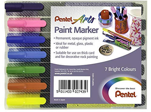 Pentel YMMP20/7-MIX2 0.4 mm Paint Marker - Bright Colours (Pack of 7)