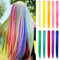 Rhyme 10 PCS Vibrant Rainbow Colored Hair Extensions Clip in Hair Accessories for girls Colorful Straight Hair Extensions Party Highlights for Kids Women 21 Inch