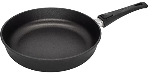 Eurolux Guss-Pfanne Ø 24 cm abnehmbarer Stiel - hoher 6.5 cm Rand - kleine leichte runde Alugusspfanne mit Antihaft-Beschichtung - ohne Induktion - Made in Germany