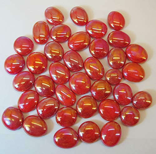Ullmannglass Galets de verre - Pierres décoratives - Petites pierres de mousseline (Ø 18-21) - Couleur rouge opale irisé - Emballage de 200 g