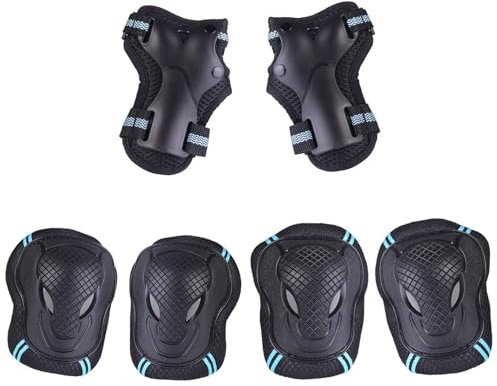 Equipo de Protección Infantil, Protecciones Infantiles Skate - Niños de Protecciones Rodillas Coderas y Muñequeras, para Juego Patinaje Ciclismo Skate Bicicleta y Otros Deportes Extremos(Azul Negro