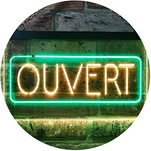 Ouvert Open Shop Bar Club Restaurant Décor Dual Color LED Enseigne Lumineuse Neon Sign Vert et jaune 300 x 210mm st6s32-i3210-gy