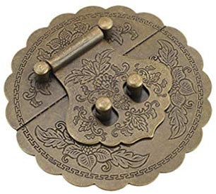 Tiazza Ottone Antico 3.54/9 cm Rotondo Goffratura Ottone Hasp Fibbia Serratura Serratura Armadio Box Mobili Hardware Hasp (Bronzo Antico)