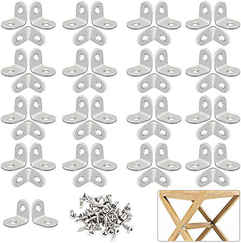 EMAGEREN 50 Stück Schwerlast Winkelverbinder Edelstahl Mit Schrauben Winkel Klammer 90 Grad Eckstrebe Silber Eckwinkel L Form EckKlammer 20 x 20 x 16mm Möbel Winkel Gestell für Schrank Tisch Stuhl